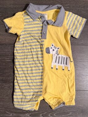 First Impressions Yellow and Gray Baby Romper